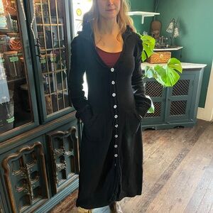 Witchy Fleece Long Hooded Jacket- Medium- Warm Winter Coat- Gothic Keyhole